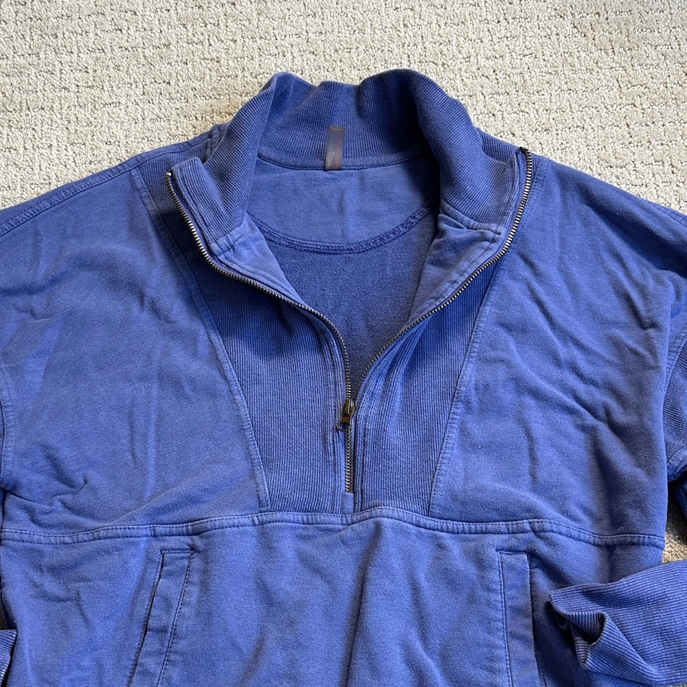 FP Movement by Free People Adeline Indigo Half-Zip Sweatshirt Womens Small - Picture 4 of 7